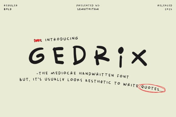 Gedrix: A Playful Display Font for Handmade Charm